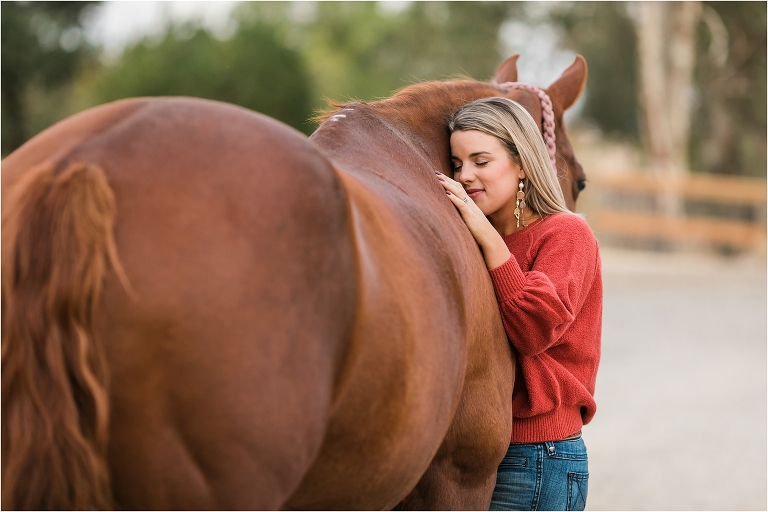 girl hugging her horse by California Equine Photographer Elizabeth Hay Photography