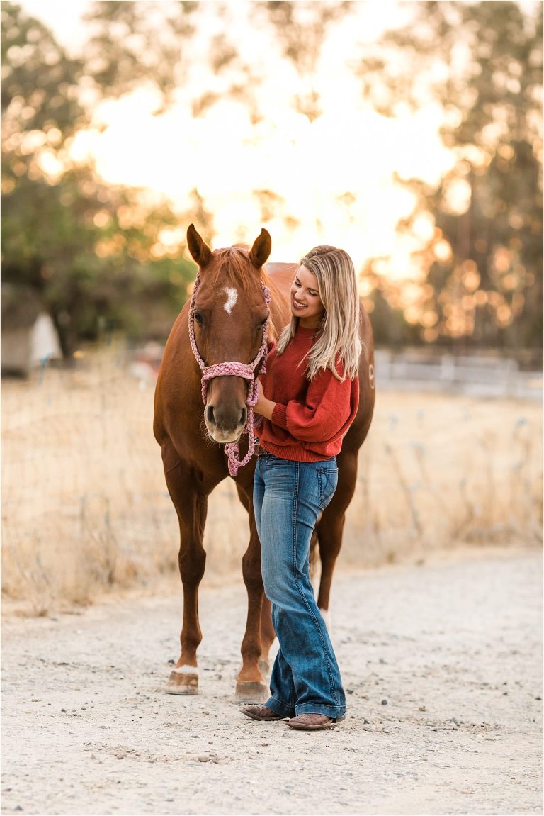 woman standing with horse by California Equine Photographer Elizabeth Hay Photography