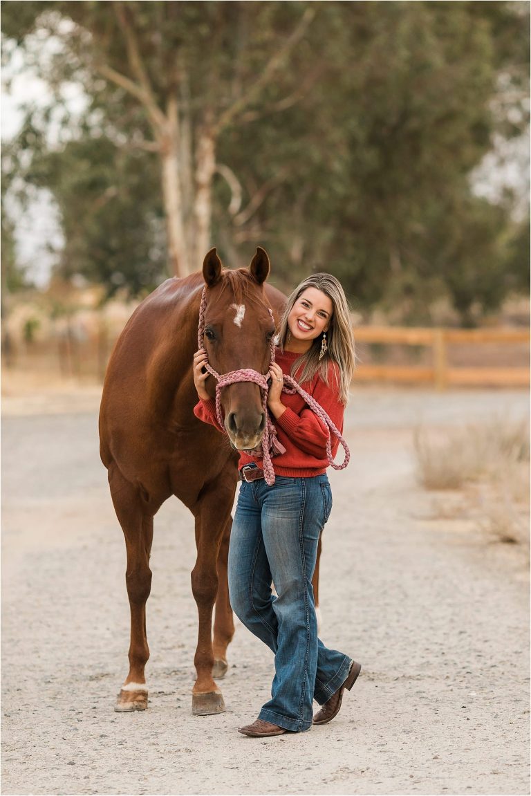 Clovis California Equine Photography session with woman and her sorrel mare by Elizabeth Hay Photography