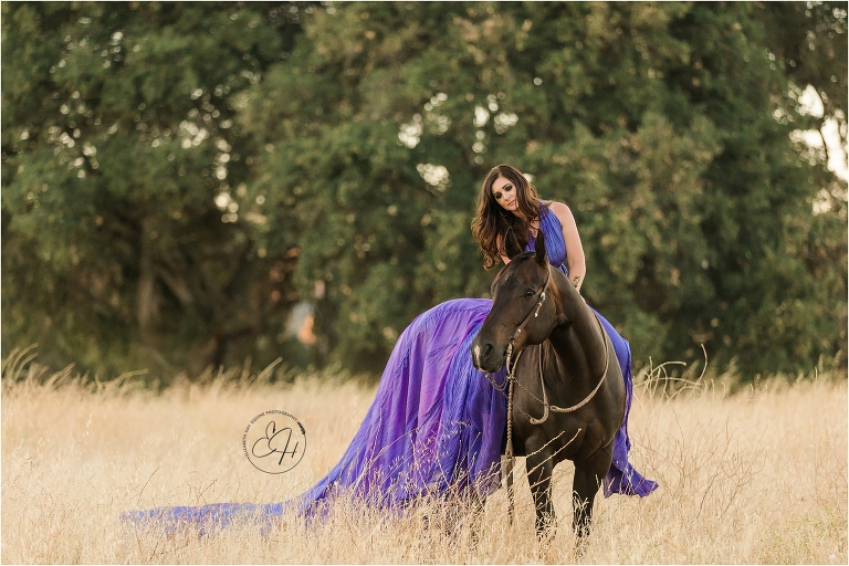 equine photography model wearing a parachute dress by Alice Andrews Designs shot by Elizabeth Hay Photography