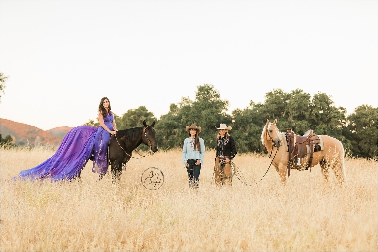 equine photography workshop models at the end of the shoot standing together by Elizabeth Hay Photography