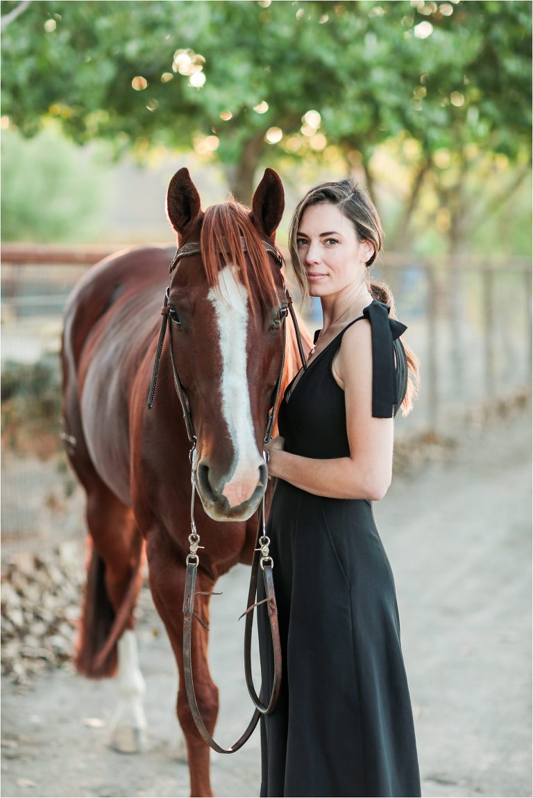 Los Alamos Equine Photography session with woman and rodeo horse photographed by Elizabeth Hay Photography
