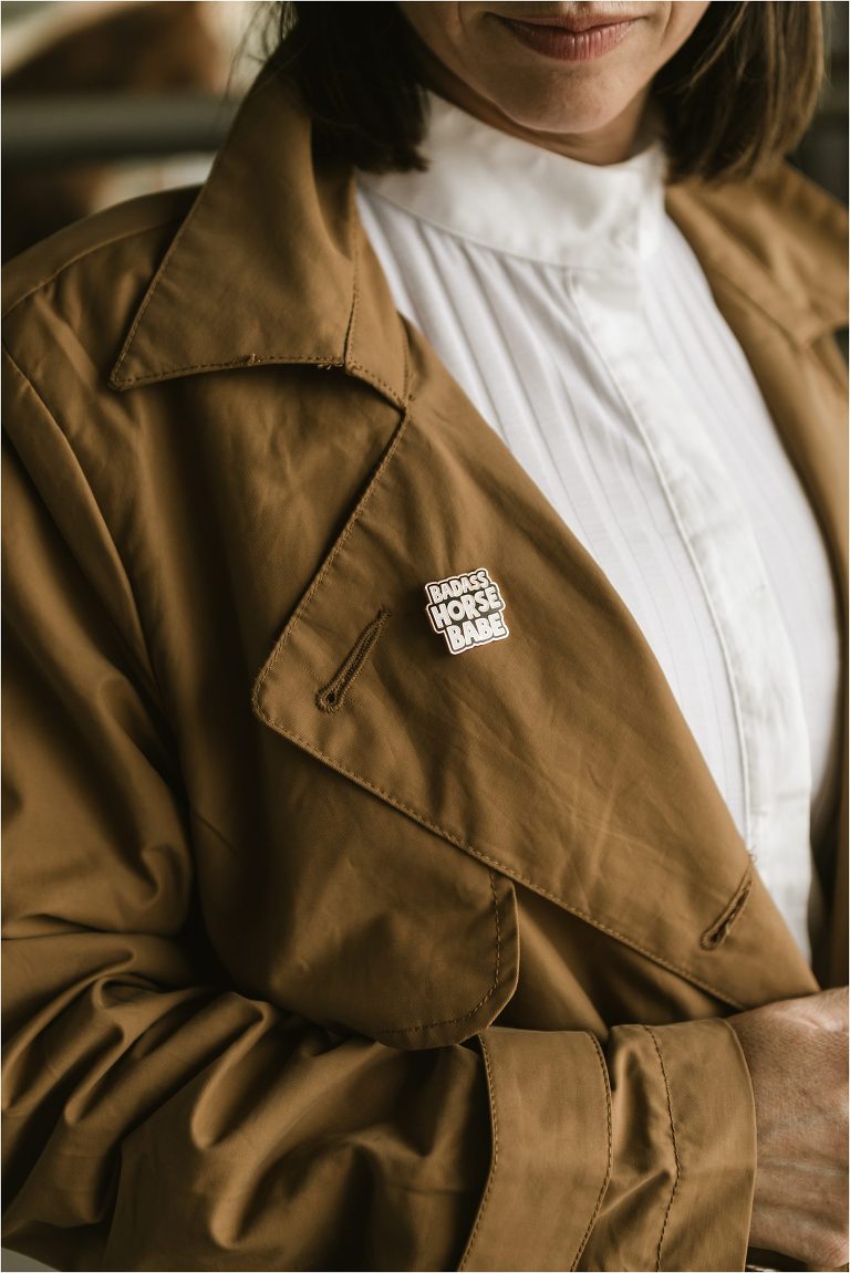 Badass Horse Babe pin by Milton Menasco photographed by Elizabeth Hay Photography. 