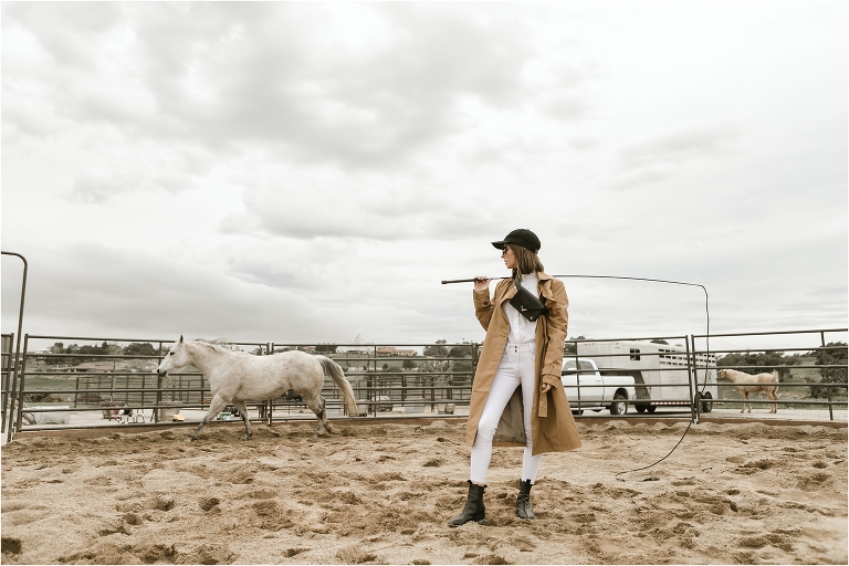 Free X Rein breeches worn by Milton Menasco with modern hip bag. 