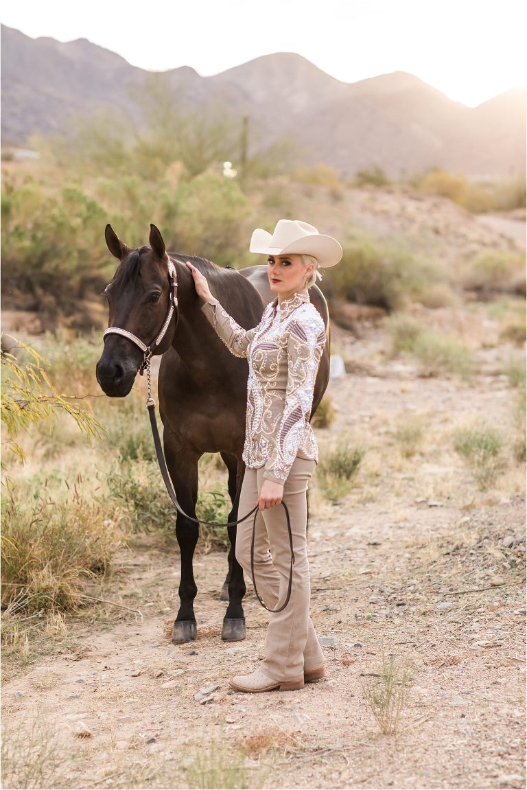 Arizona riverbed session with horse and rider by California Equine Photographer Elizabeth Hay Photography. 