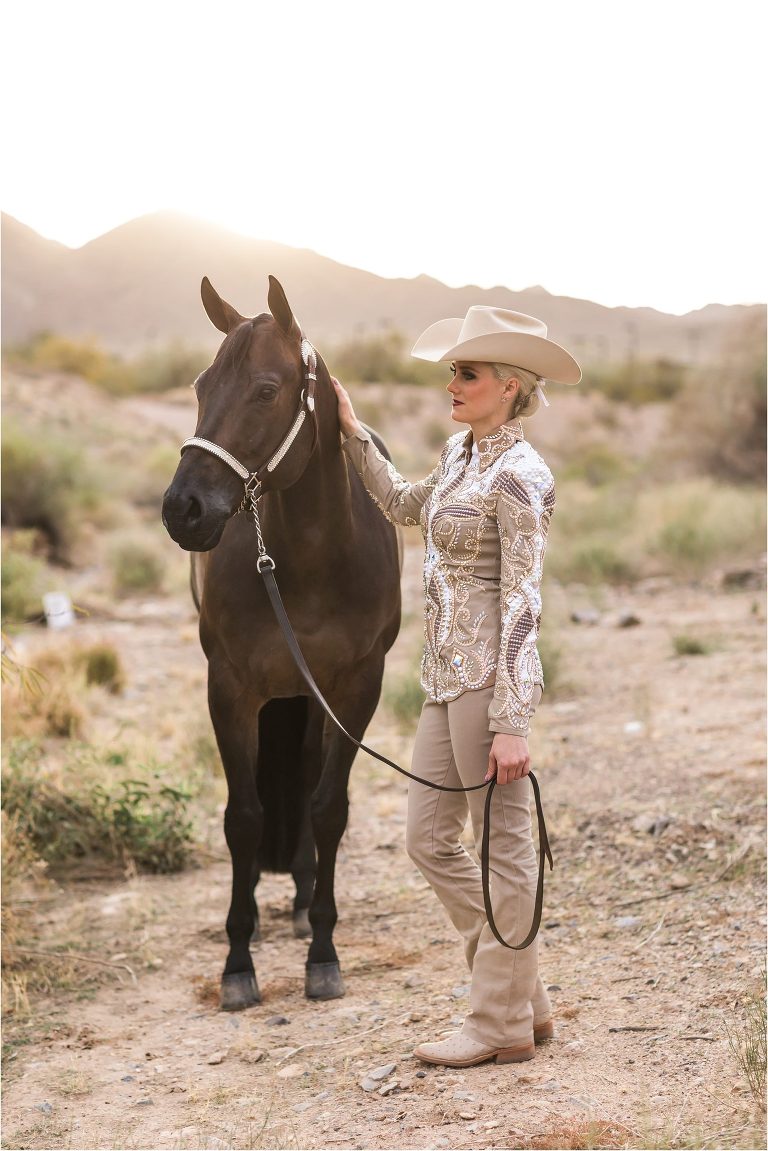 Arizona desert session with horse and rider by California Equine Photographer Elizabeth Hay Photography. 