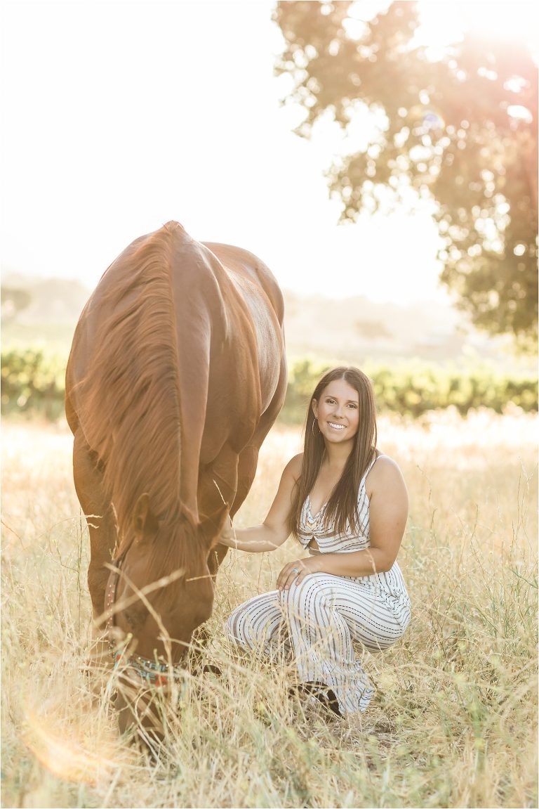 Cal Poly senior and her chestnut gelding photographed by Elizabeth Hay Photography at Oyster Ridge in Santa Margarita, California. 