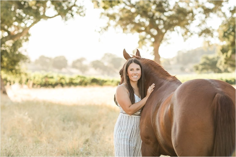 Cal Poly senior and her chestnut barrel horse photographed by Elizabeth Hay Photography at Oyster Ridge in Santa Margarita, California. 