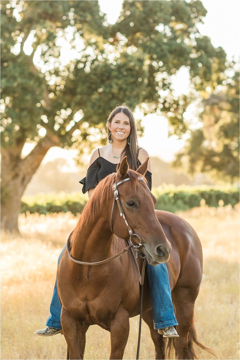 Cal Poly senior and her sorrel gelding photographed by Elizabeth Hay Photography at Oyster Ridge in Santa Margarita, California. 