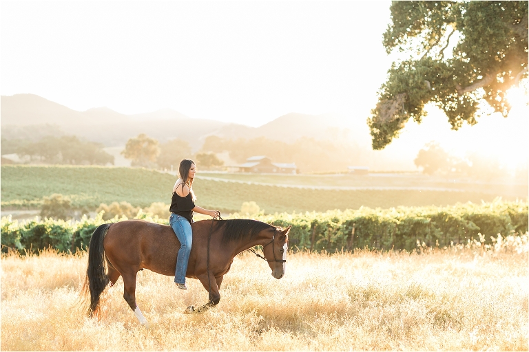 Cal Poly senior and her bay gelding photographed by Elizabeth Hay Photography at Oyster Ridge in Santa Margarita, California. 