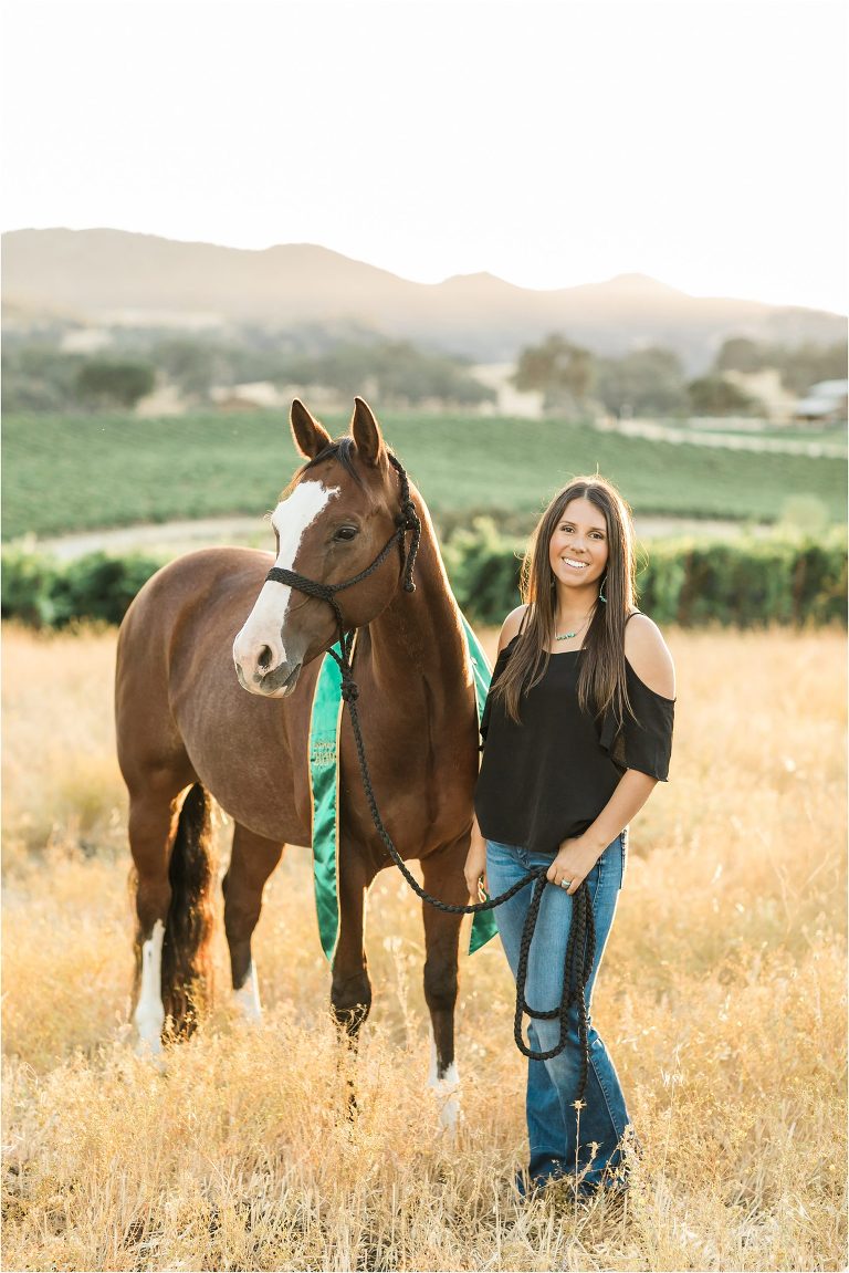 Cal Poly senior and her horse by California Equine Photographer, Elizabeth Hay Photography. 