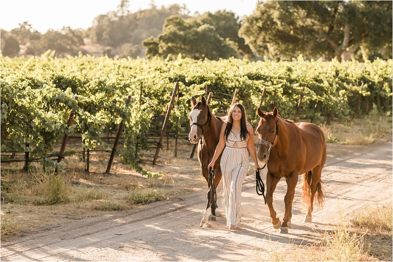 Cal Poly senior and her horses photographed by Elizabeth Hay Photography at Oyster Ridge in Santa Margarita, California. 