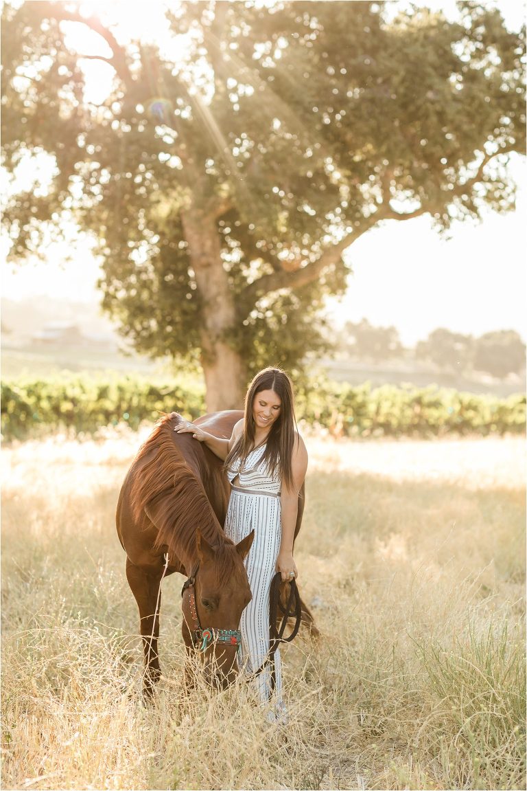 Cal Poly senior and her chestnut gelding photographed by Elizabeth Hay Photography at Oyster Ridge in Santa Margarita, California. 