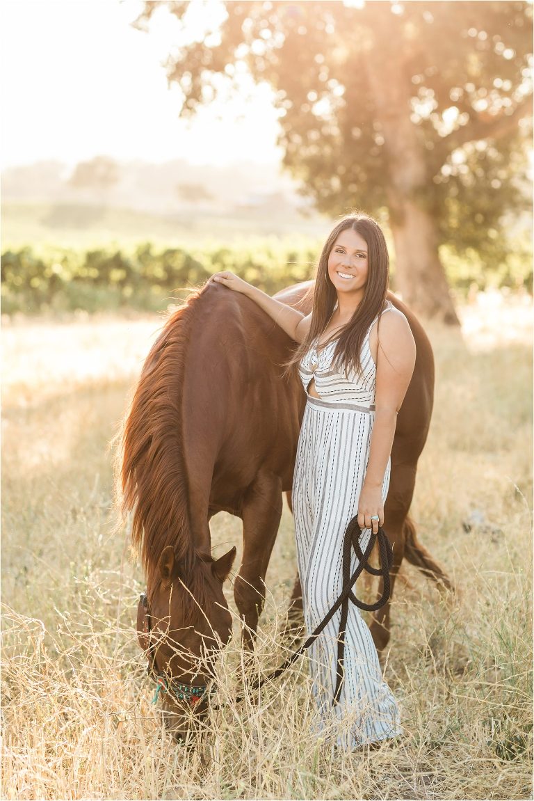 Cal Poly senior and her chestnut gelding photographed by Elizabeth Hay Photography at Oyster Ridge in Santa Margarita, California. 