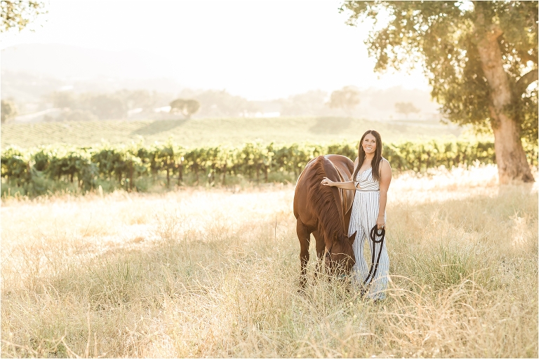 Cal Poly senior and her chestnut gelding photographed by Elizabeth Hay Photography at Oyster Ridge in Santa Margarita, California. 