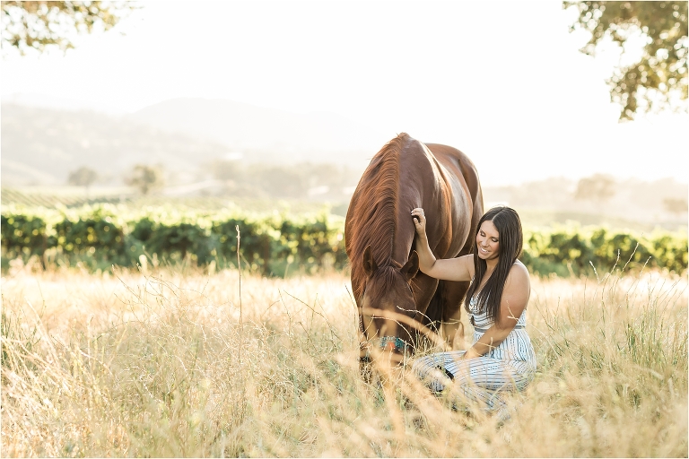Cal Poly senior and her chestnut barrel racing gelding photographed by Elizabeth Hay Photography at Oyster Ridge in Santa Margarita, California. 
