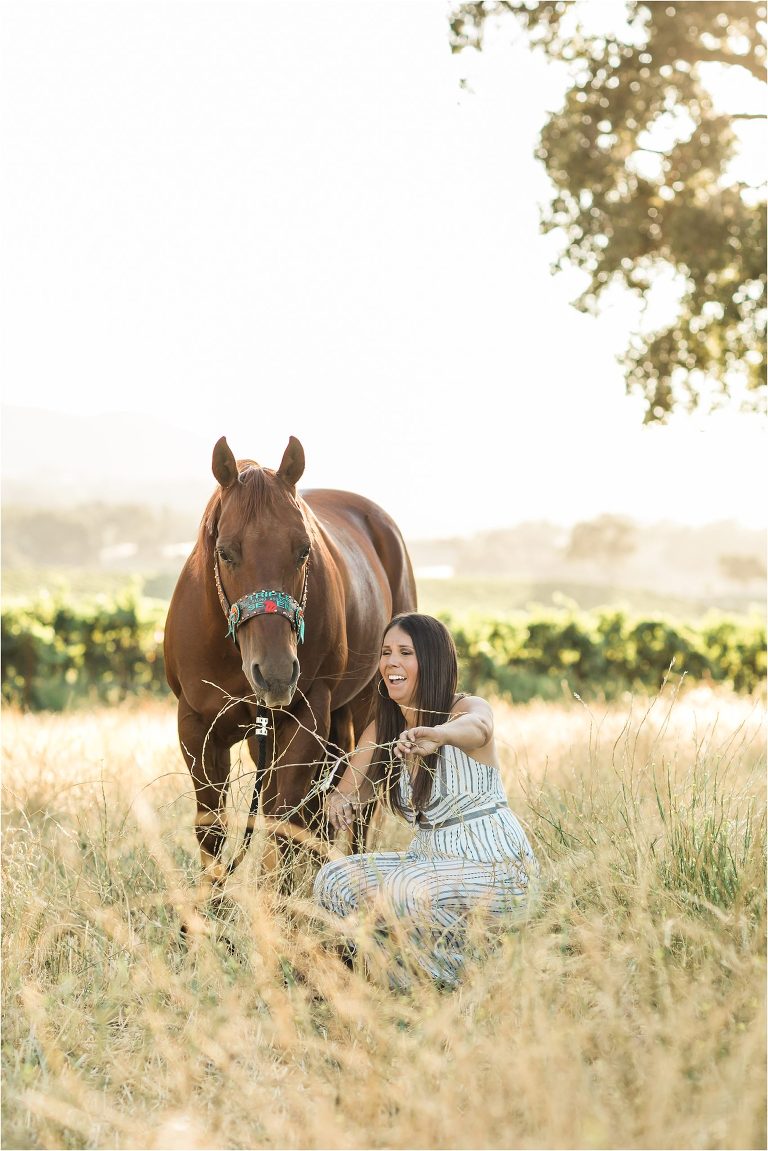 Cal Poly senior and her chestnut gelding photographed by Elizabeth Hay Photography at Oyster Ridge in Santa Margarita, California. 