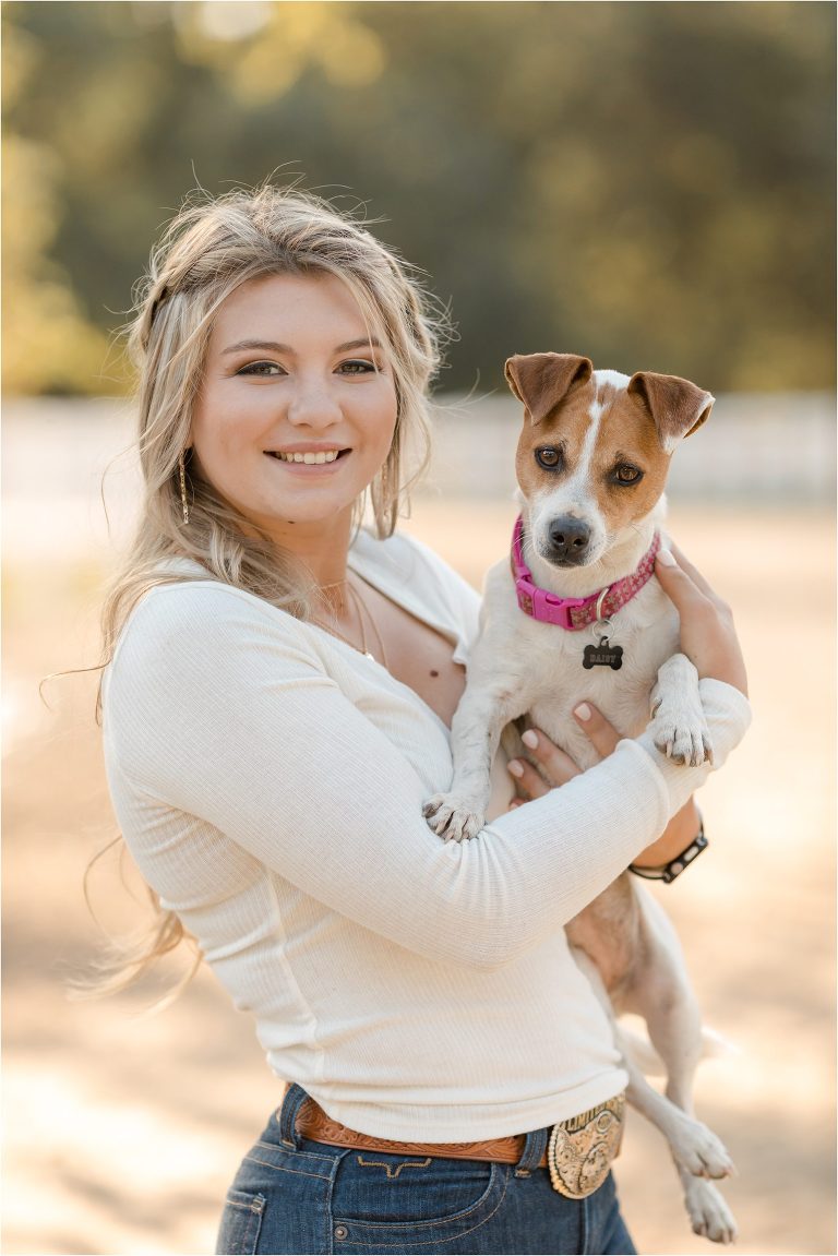 graduating high school senior and her dog by California senior photographer, Elizabeth Hay Photography