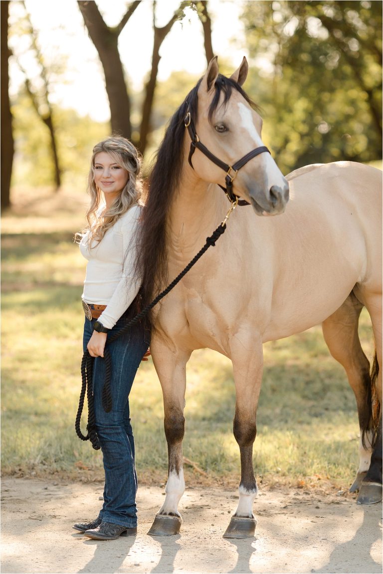 Buckskin reining mare and blonde girl photographed at Booth Ranches in Sanger, Ca by California Equine Photographer Elizabeth Hay Photography