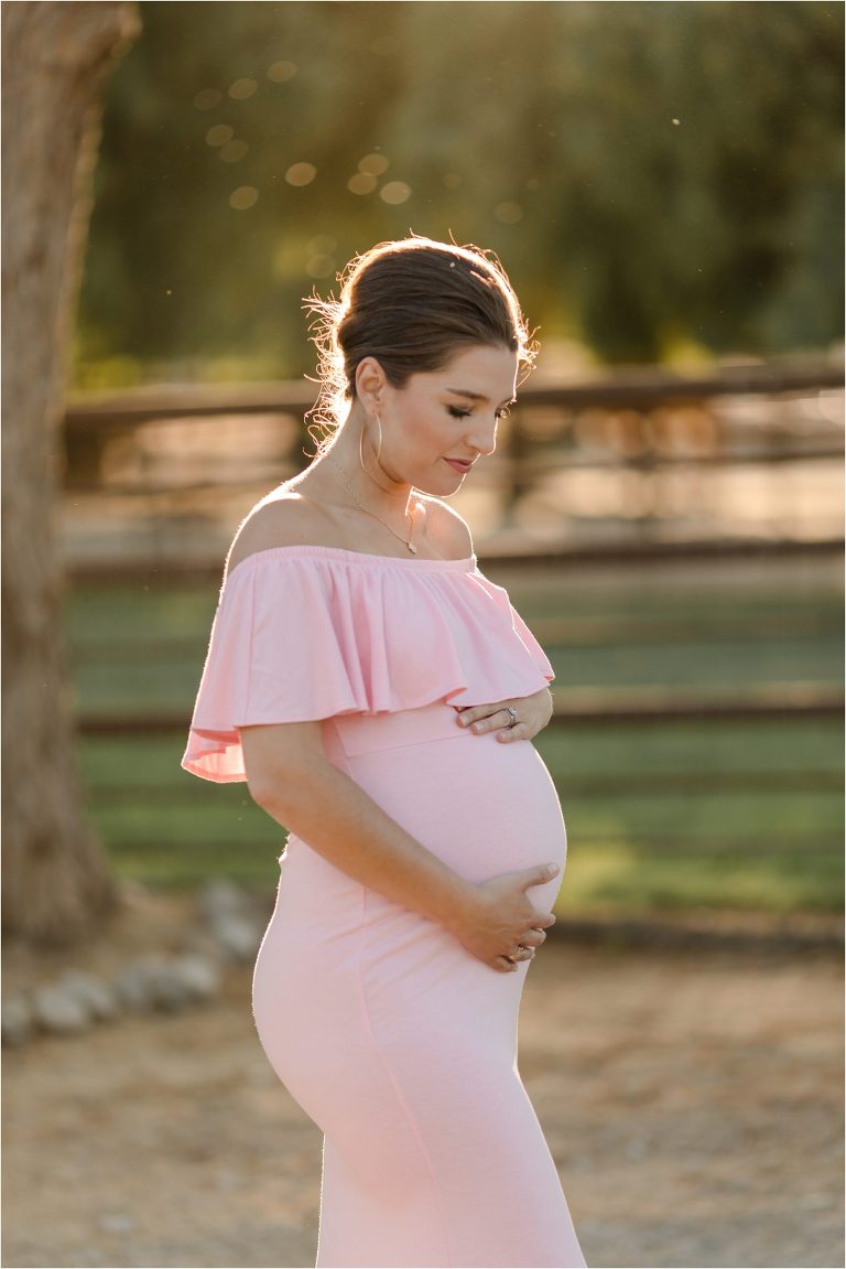 Pink maternity session for expecting a baby girl with Elizabeth Hay Photography