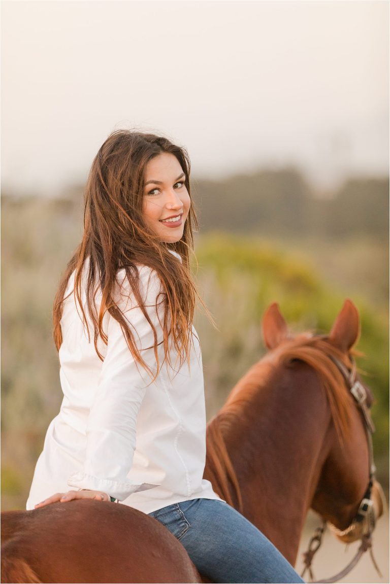 San Luis Obispo Senior photographer session with Cal Poly Student and horse by Elizabeth Hay Photography at morro Bay