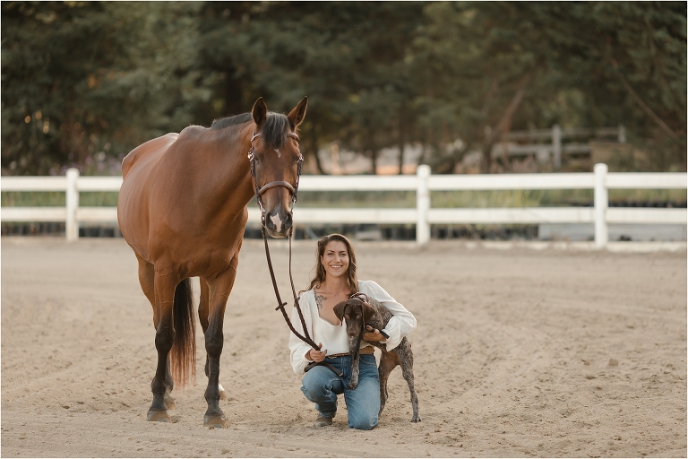 Santa Barbara Equestrian Shoot with bay horse and puppy Elizabeth Hay Photography