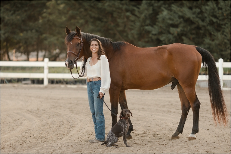 Santa Barbara Equestrian Shoot with bay gelding and dog Elizabeth Hay Photography