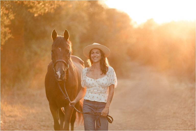 Bay horse and woman by California Equine Photographer Elizabeth Hay Photography