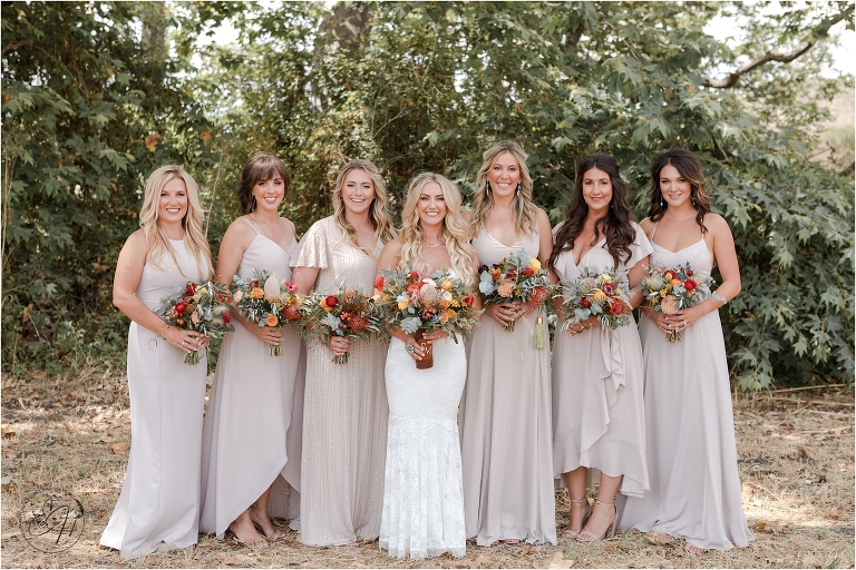 western bride and bridesmaids before Morro Bay Ranch wedding by Elizabeth Hay Photography