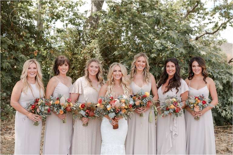ranch bride and bridesmaids before Morro Bay Ranch wedding by Elizabeth Hay Photography