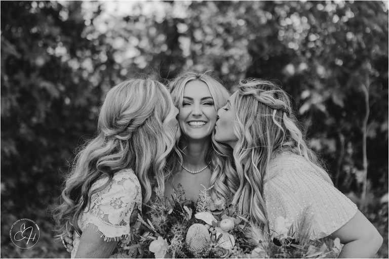 mother and sister of the bride smiling before Morro Bay Ranch wedding by Elizabeth Hay Photography