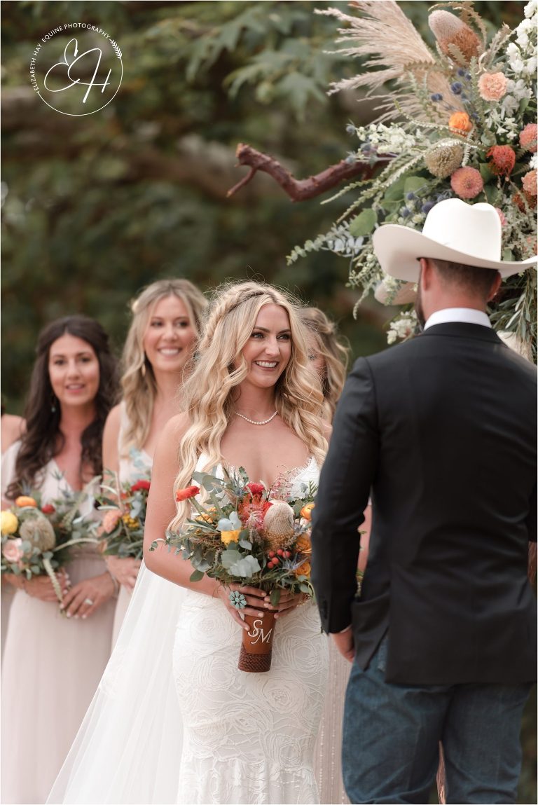 bride smiling at Morro Bay Ranch wedding by Elizabeth Hay Photography