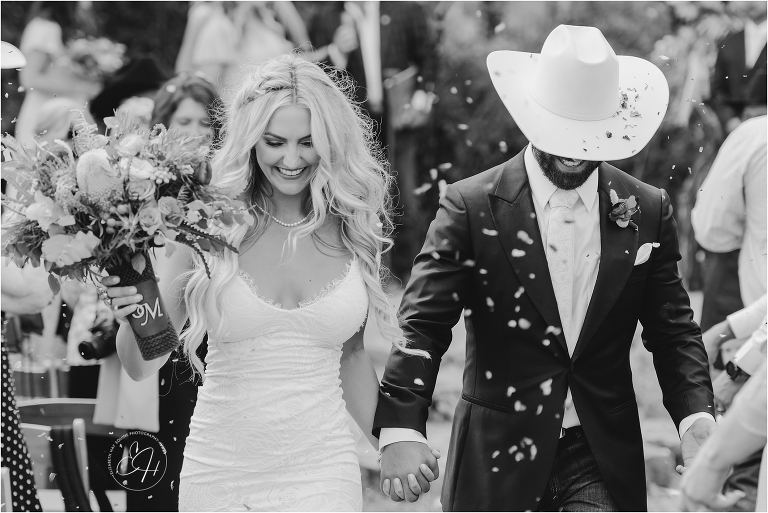 western wedding confetti exit by Elizabeth Hay Photography