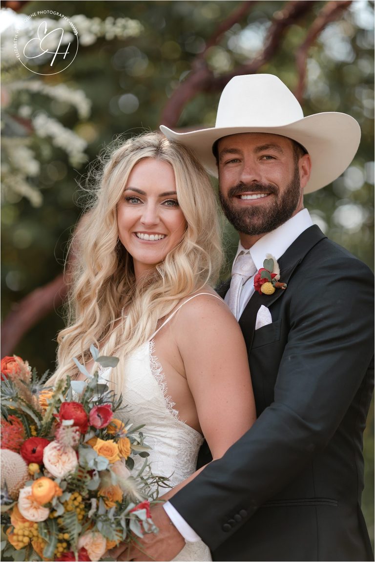 western bride and groom by Elizabeth Hay Photography