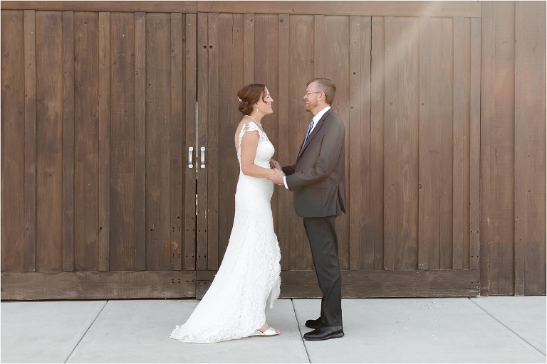 bride and groom first look reaction at an Oyster Ridge Elopement wedding