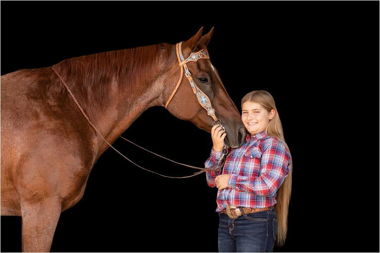 Western Black Background Portraits with American Quarter Horse Cowboy by California Equine Photographer Elizabeth Hay Photography