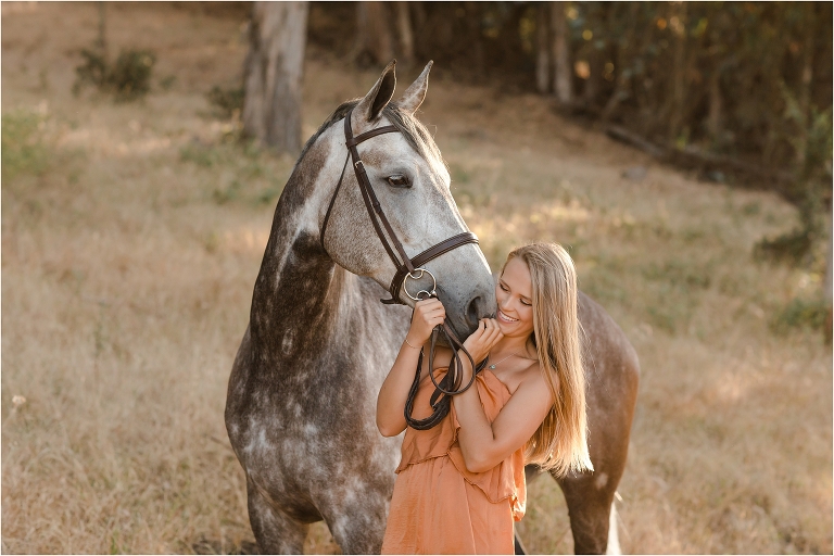 San Luis Obispo Equestrian session with blonde girl and grey horse by Elizabeth Hay Photography. 