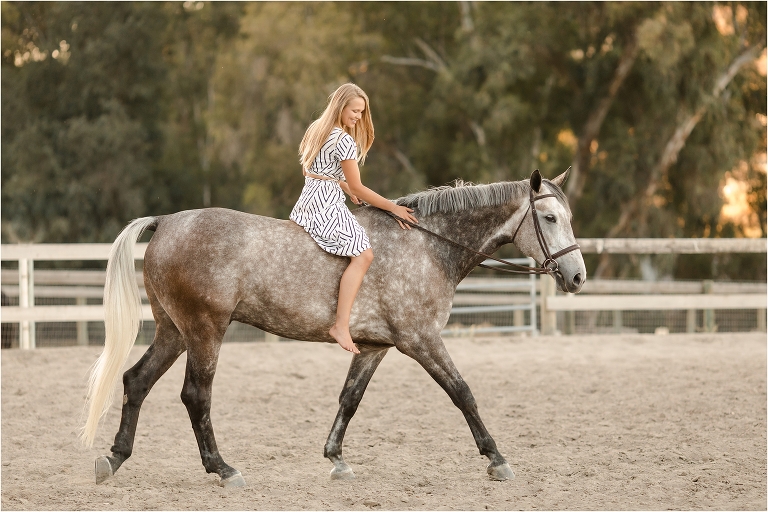 blonde girl and grey gelding by California Equine Photographer Elizabeth Hay Photography at Oak Park Equestrian Center. 