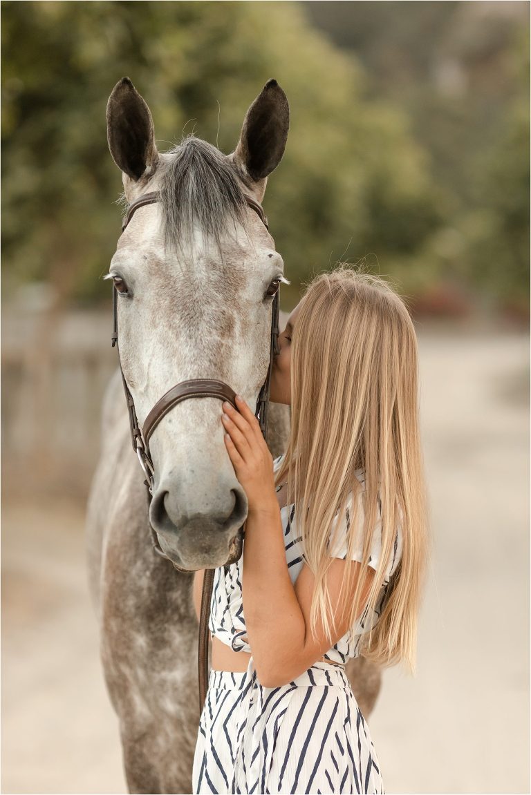 blonde girl and grey horse by California Equine Photographer Elizabeth Hay Photography. 