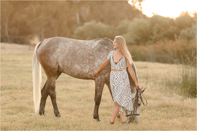 blonde girl and grey gelding by California Equine Photographer Elizabeth Hay Photography. 