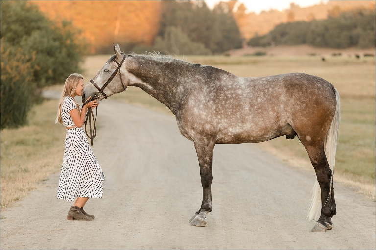 San Luis Obispo Equestrian session with Cal Poly student and dapple grey horse by Elizabeth Hay Photography.