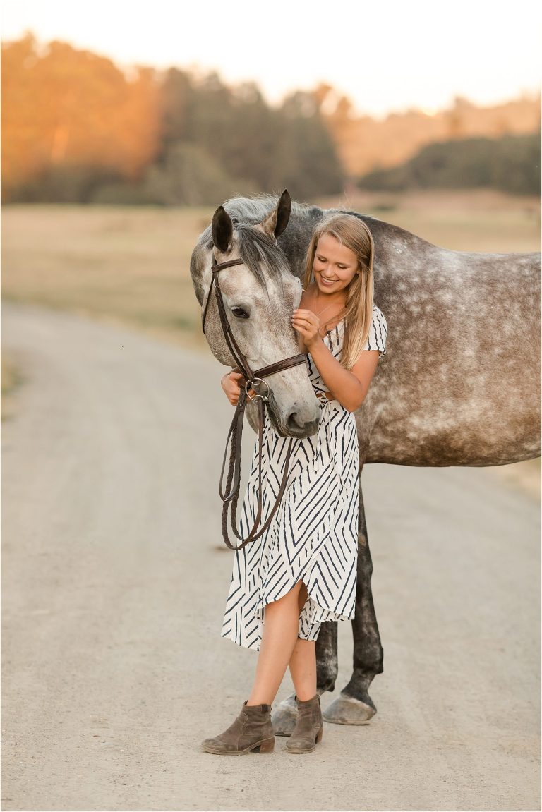 San Luis Obispo Equestrian session with blonde woman and dapple grey horse by Elizabeth Hay Photography. 
