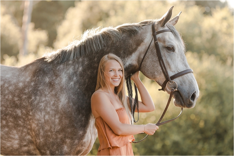 San Luis Obispo Equestrian session with blonde girl and grey jumper horse by Elizabeth Hay Photography. 