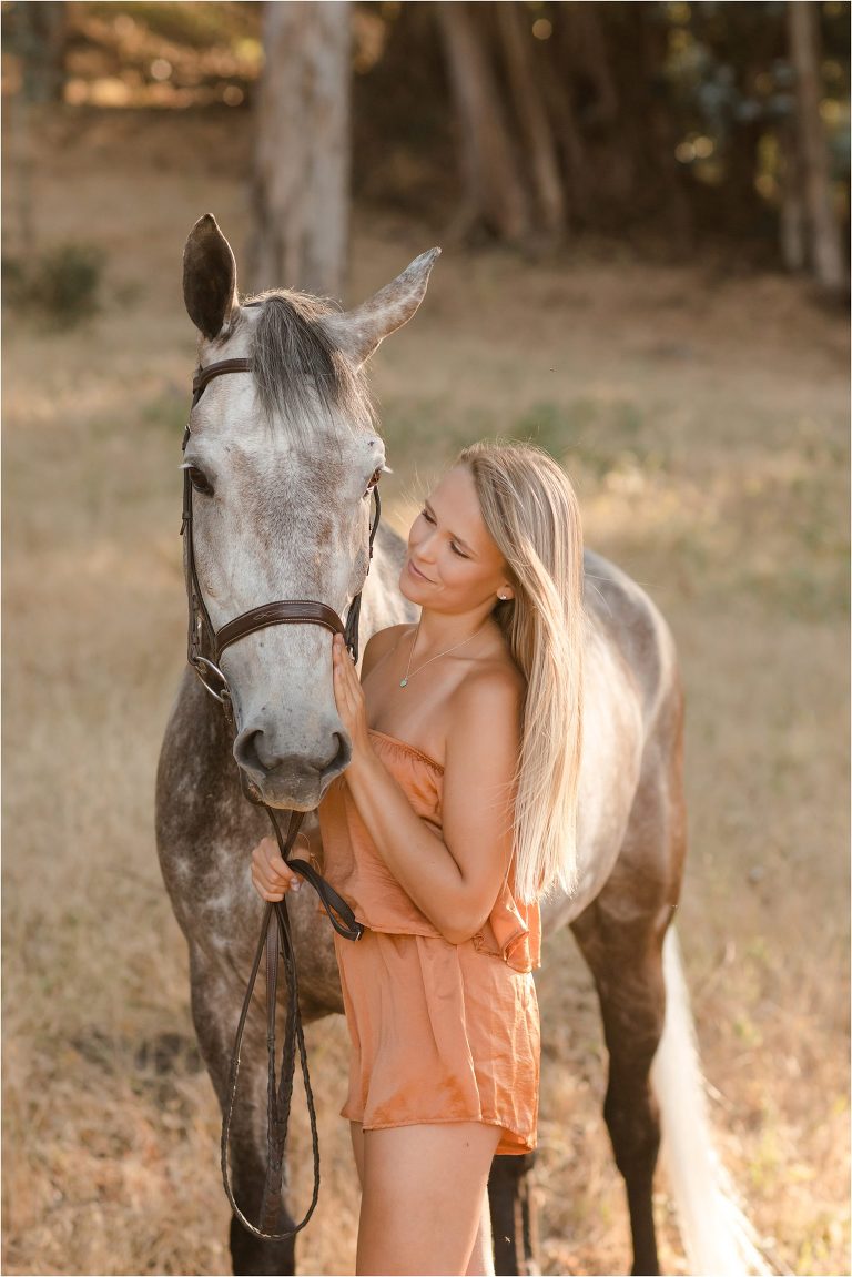 San Luis Obispo Equestrian session with blonde girl and grey gelding by Elizabeth Hay Photography. 