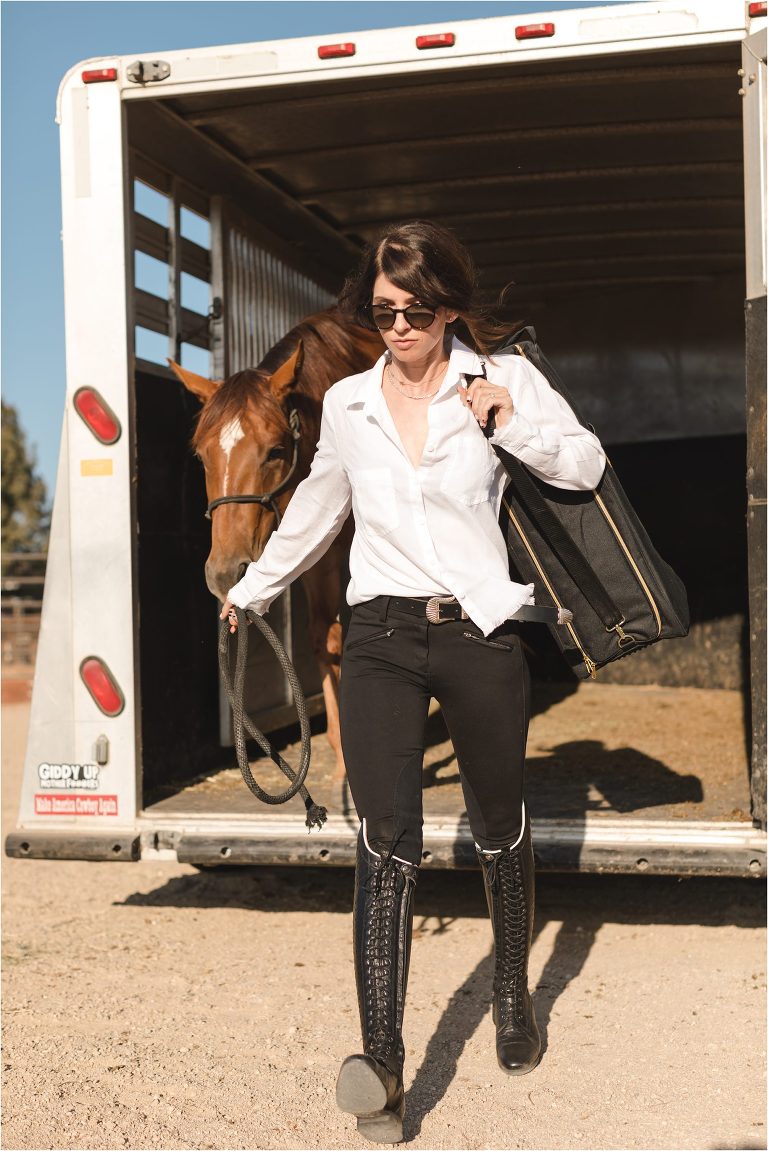 Milton Menasco x Celeris UK bespoke riding boot equestrian fashion shoot by Elizabeth Hay Photography with sorrel horse