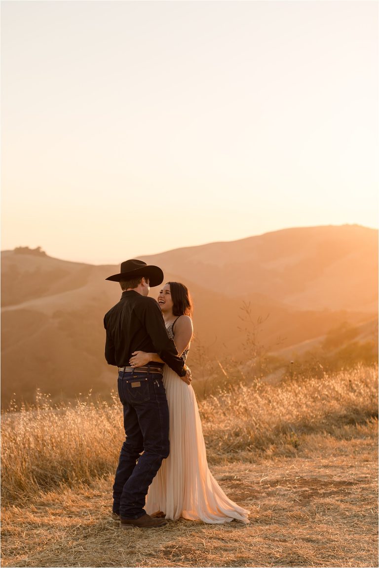 Western Engagement session on Highway 46 west by Elizabeth Hay Photography with Becky and Mo dancing