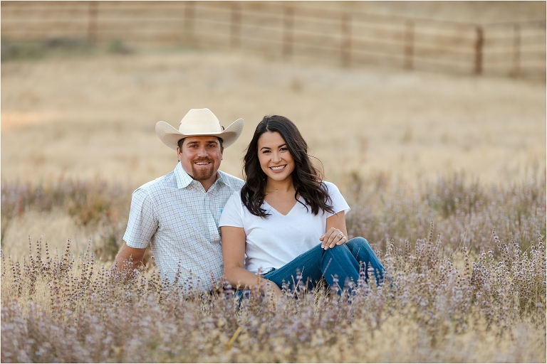 Paso Robles Engagement session at Epoch Estate Wines by Elizabeth Hay Photography with Becky and Mo in golden field.