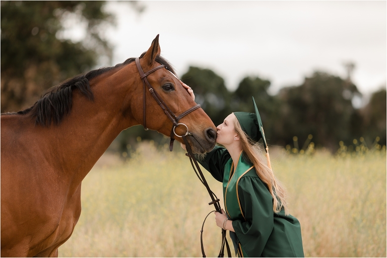 Cal Poly Equine Senior session with Jordan and her gelding at Oyster Ridge by California Equine Photographer Elizabeth Hay Photography.