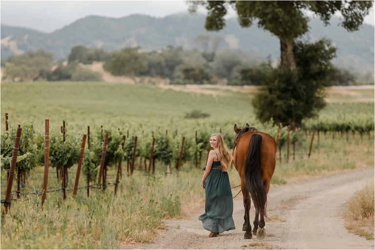 Cal Poly Equine Senior session with Jordan and Good Times in a vineyard by California Equine Photographer Elizabeth Hay Photography.