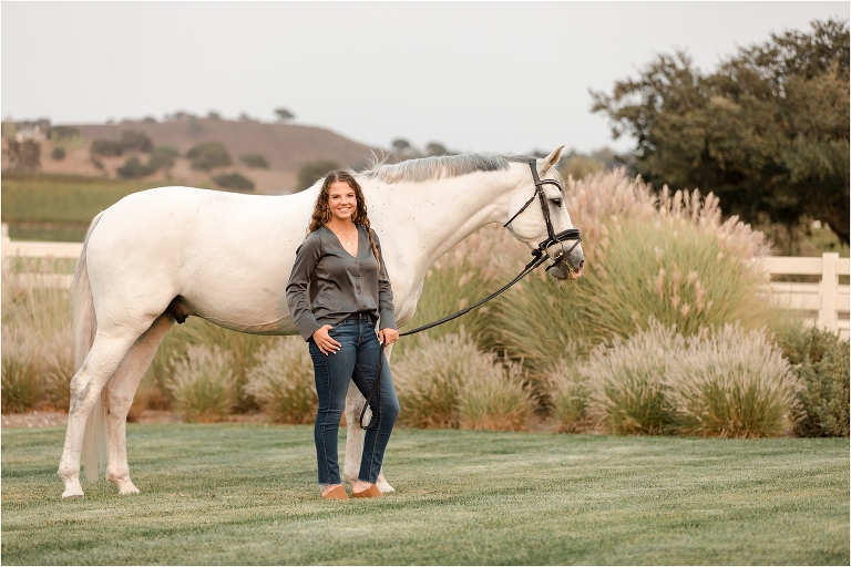 Santa Ynez Equine Photography session with graduating senior and her grey horse by California Equine Photographer Elizabeth Hay Photography.